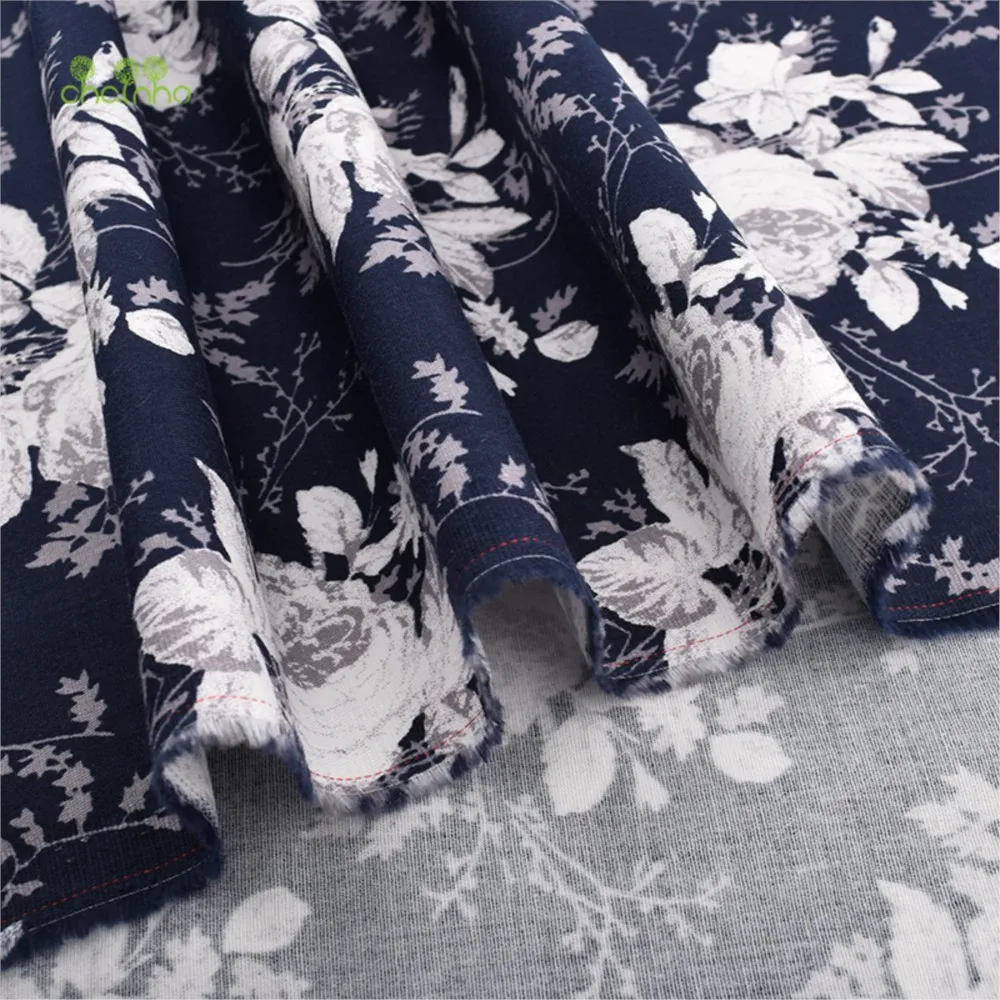 Chainho,Printed Stretch Poplin Plain Weave Cotton Fabric,DIY Quilting Sewing Dress Shirt Skirt Cloth Material,Rose Series,PCC58