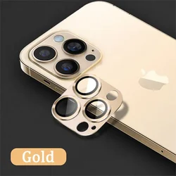 Premium Metal Camera Lens Glass Protector for iPhone - Elegant and Durable Lens Cover Accessories (Gold)