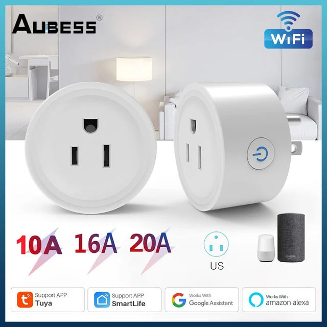 Aubess 10A 16A 20A US WiFi TUYA Smart Socket Plug Remote Control Home  Appliances Smart Living Life Work With Alexa Google No Hub - AliExpress