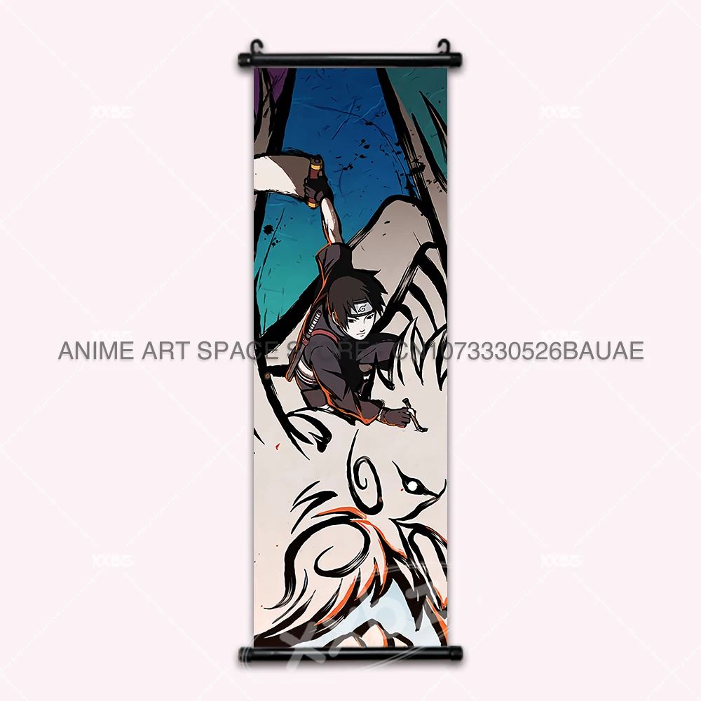 Naruto Anime Hanging Wall Art: Uchiha Sasuke & Jiraiya Scrolls Poster