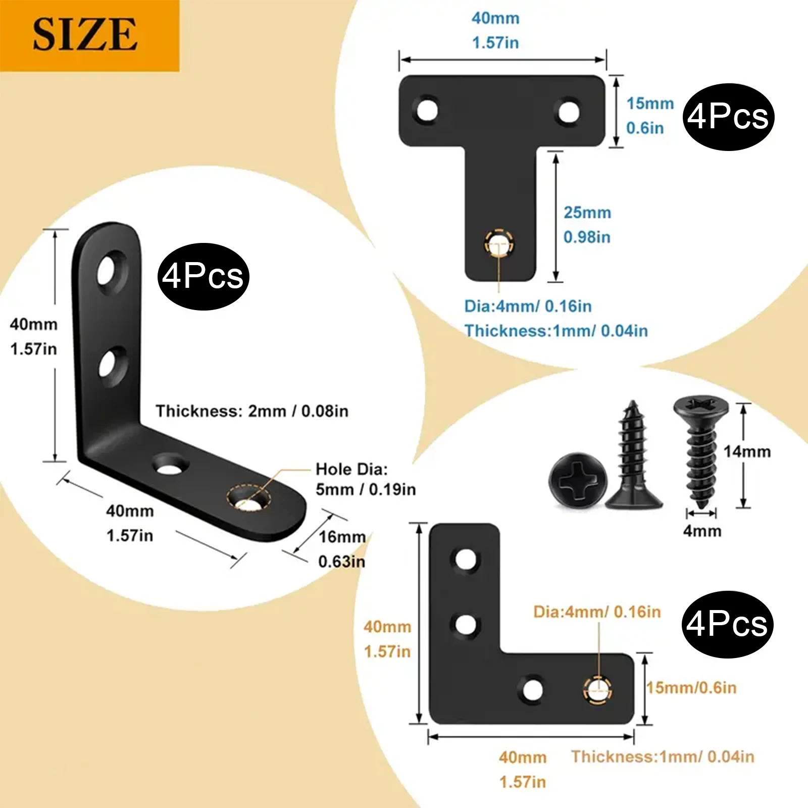 12 Sets Angle Connector Stainless Steel Corner Code Right Angle L-shaped Furniture Connection