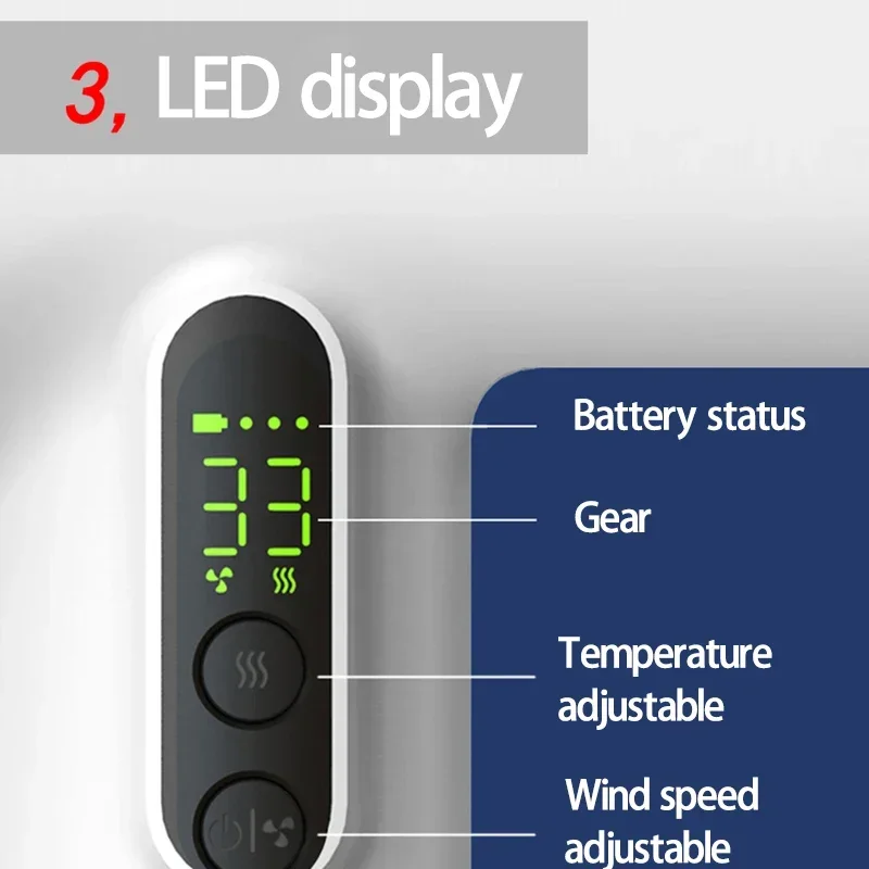 Wireless Rechargeable Hair Dryer with LED Display and 30000 RPM High Speed Mini Portable Blow Dryer for Home Dormitory Travel 5