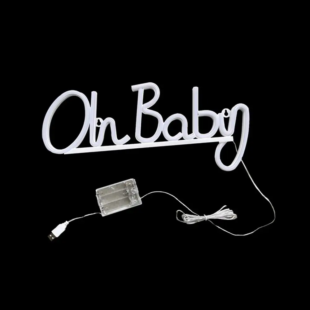 

Led Letter Light Oh-baby Neon Light Usb/battery Operated Desktop Decoration Non-glaring Led Sign Lamp for A Unique Stylish Led