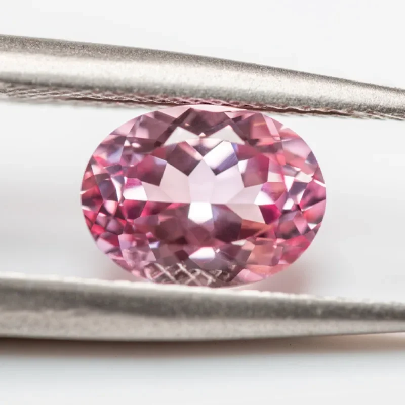 Lab Grown Sapphire Sunrise Pink Color Oval Shaped Gemstone Beads for Charms Diy Jewelry Making Selectable AGL Certificate