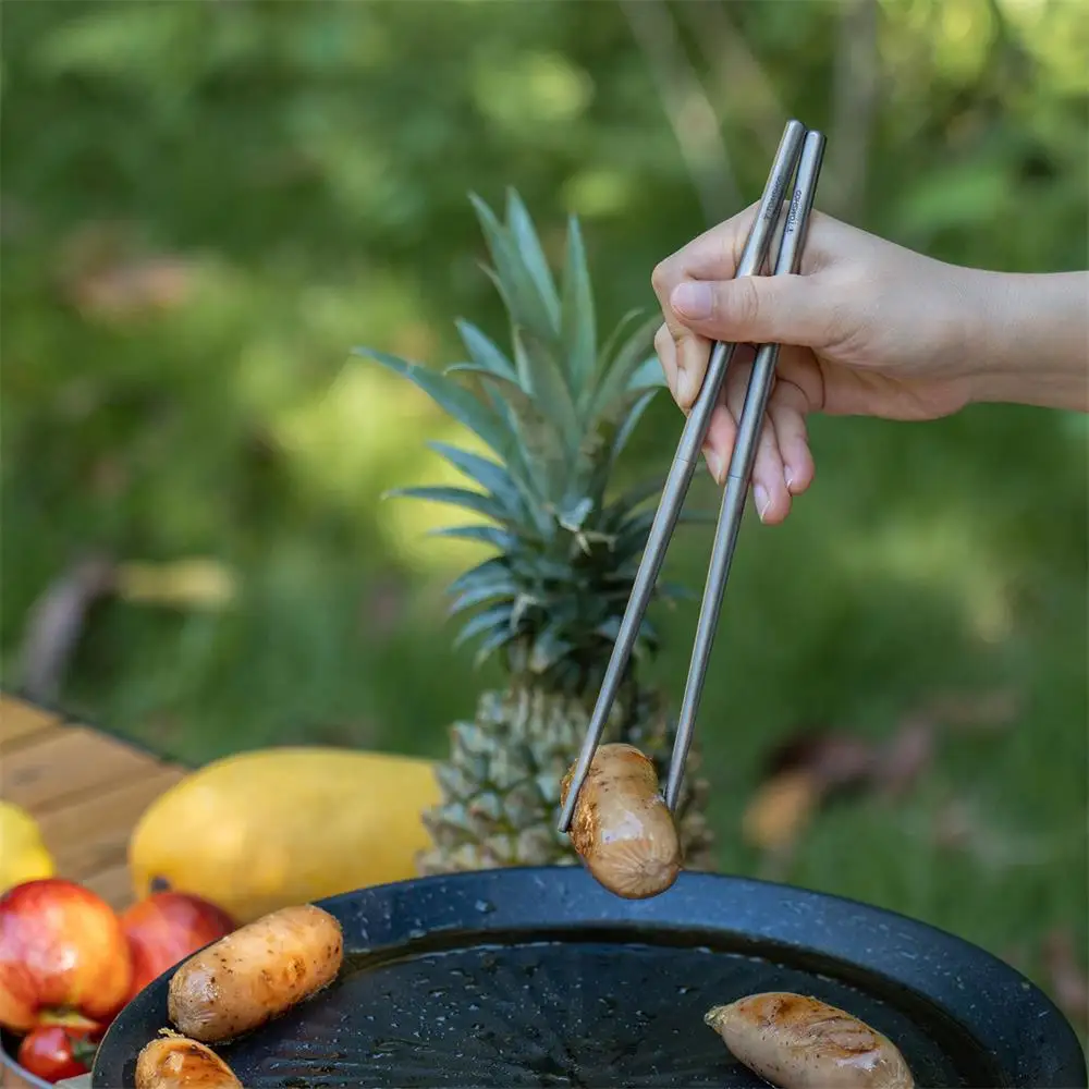 Tomshoo Titanium Foldable Chopsticks Ultra Light Outdoor Camping Tableware with Storage Bag Travel Cutlery Portable Utensils camping cutlery portable tableware portable cutlery titanium tableware