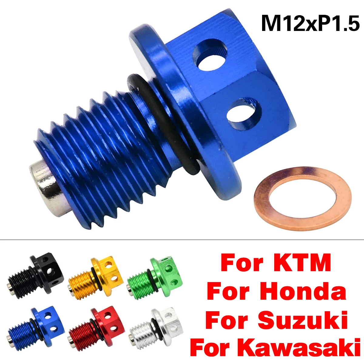 

M12xP1.5 Magnetic Oil Drain Plug Bolt Screw For Yamaha WR250R WR250X Serow 250 YZF-R25 R3 MT-03 MT-25 YZF-R3 YZ250 YZ250X XT250X