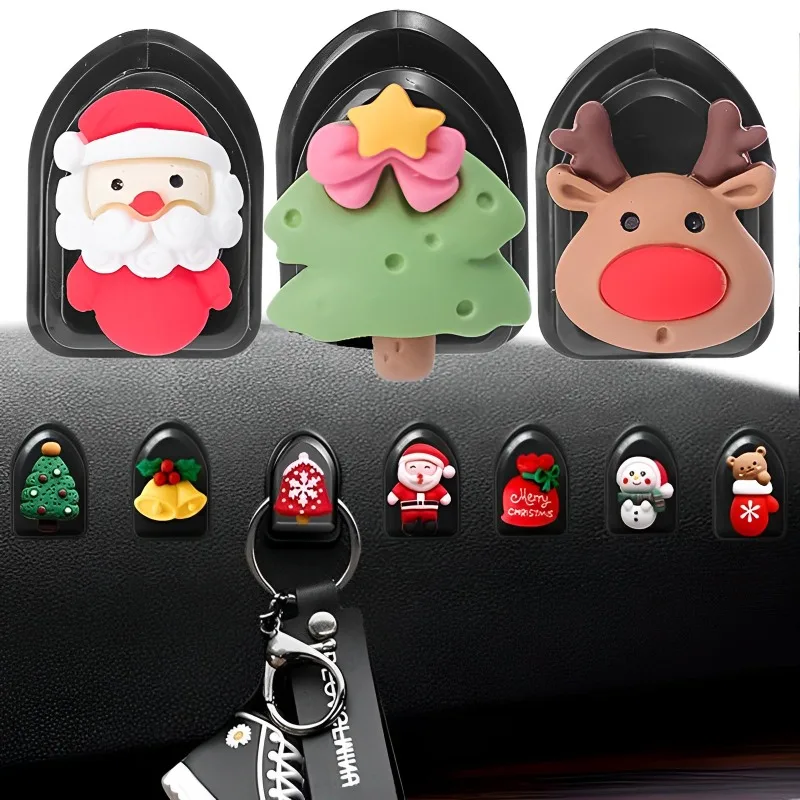 

Christmas Car Mini Small Hook Multifunctional Cartoon Dashboard Stick-on Hanging Car Accessories Bag Key Storage Organizer