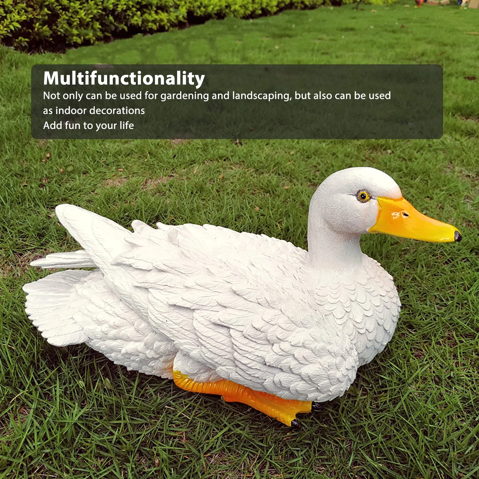 

White Lying Duck Statue Garden Figurine Resin Crafts Landscape Sculpture For Indoor Outdoor Home Decoration Ornament