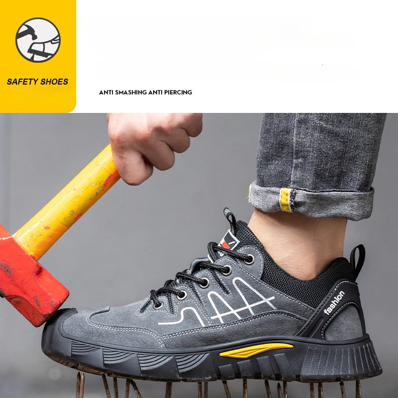 

Men Steel Toe Work Shoes Anti Impact Anti Puncture Safety Shoes Anti Scald Oil Resistant Protective Shoes Indestructible Shoes