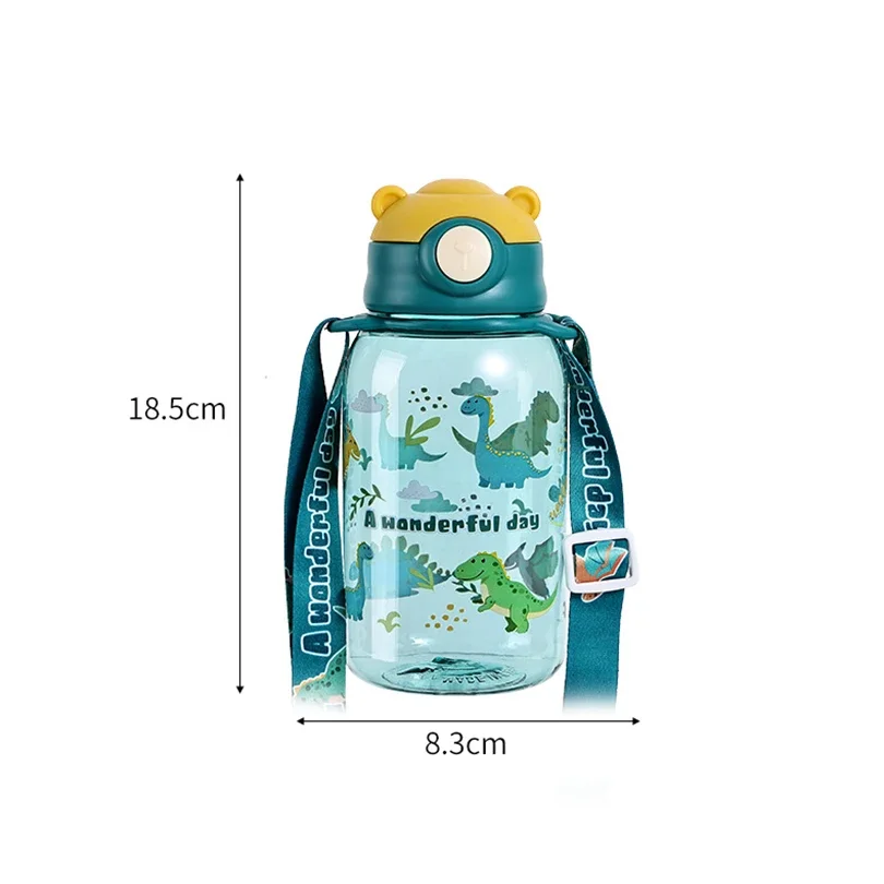 1PC Cute Water Bottle with Straw and Handle For Kids Leakproof Portable Drinking Bottle Cup Free BPA Outdoor School Water Bottle