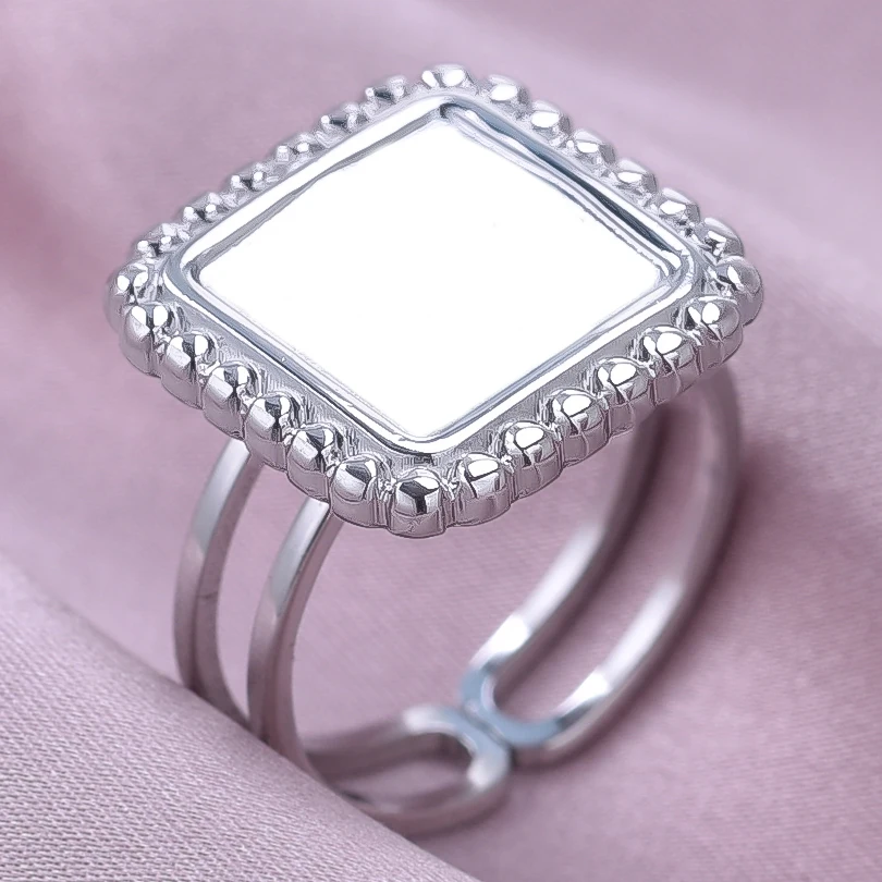 5 stücke Edelstahl Kurze Geometrie Ring Hand Diy Stein Bohrer Strass Silber Farbe Kein Verblassen Finger Schmuck Paar Ringe – Detail 24