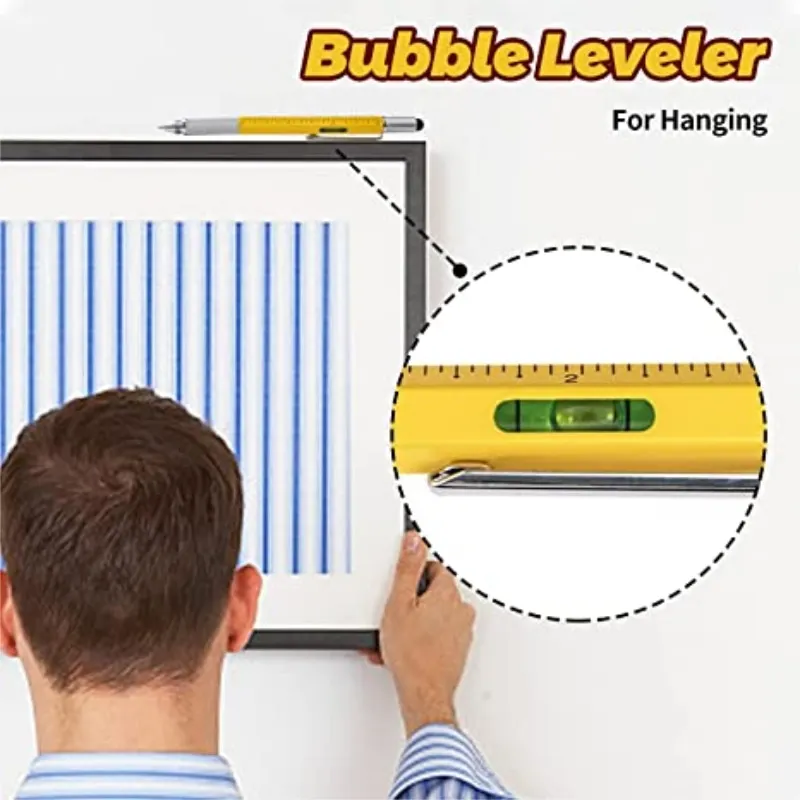 7 In1 Multifunction Handheld Screwdriver Tool Ballpoint Pen Measure Technical Ruler Screwdriver Touch Screen Stylus Spirit Level