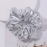 【Fashion Hair Band】1-Piece Creative Silver Pu Leather Hair Band | Women's Fashionable High And Low Ponytail Hair Band Headdress