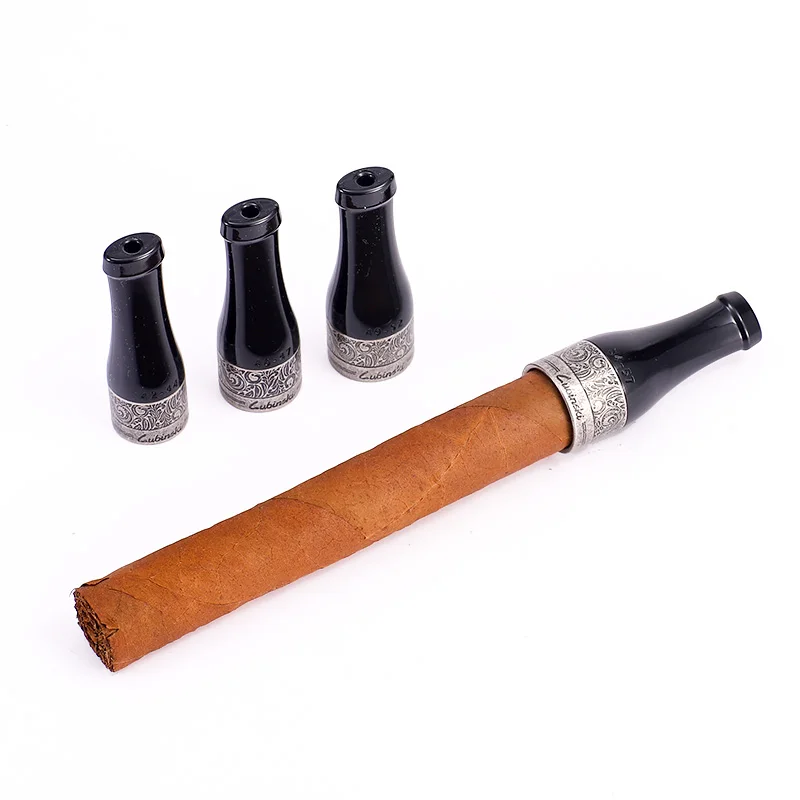 Portable Cigar Mouthpiece Four Sizes Resin Metal Mouthpiece Gift