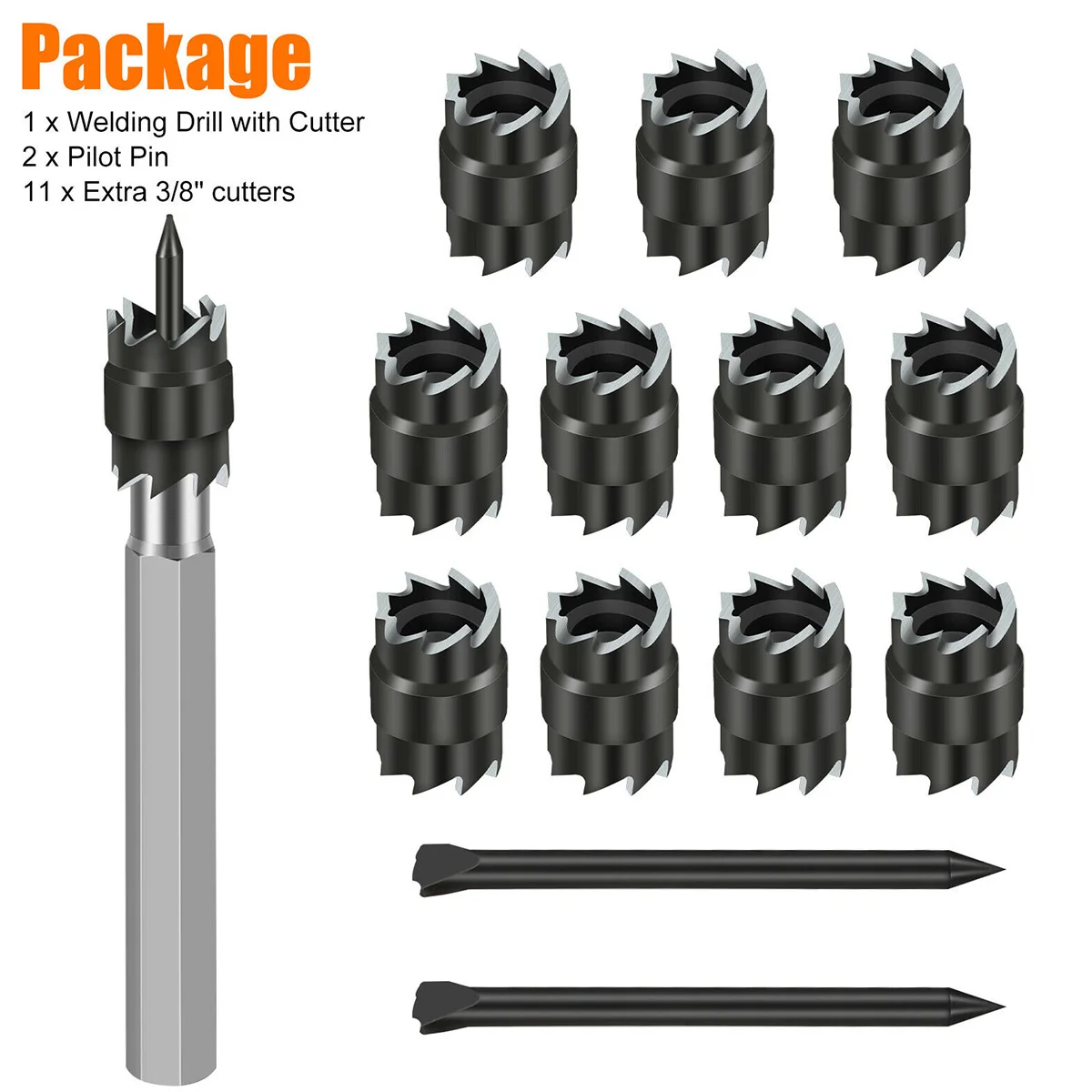 14Pcs Spot Weld Drill Bit Cutter Double Side Carbide Tipped Stainless