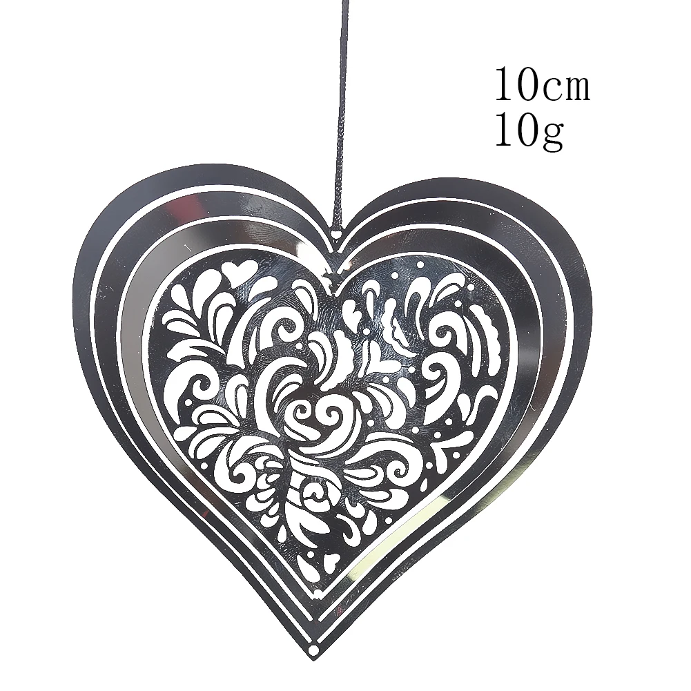 Wind Chimes 3D Beating Heart Rotating Wind Spinner Stainless Steel Love Mirror Reflection Wind Chime Parts Aesthetic Hanging Decoration