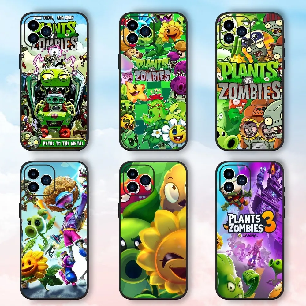 Чехол для телефона Game P-Растения против Зомби для Samsung Galaxy S24, S23, S22, S21, S20, FE S10, S9, S10E Plus, ультралегкий чехол для телефона с искусственной кожей, черный