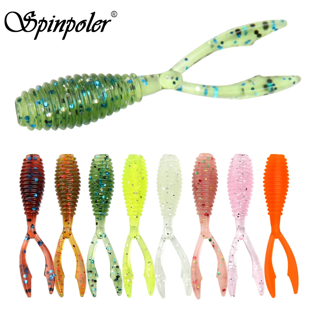 Spinpoler AJING Weiche Angelköder Rockfish 10 teile/los 0,3g 36mm Twin Tail Künstliche Wobbler Ocean Rock Silikon Shad Wurm Köder