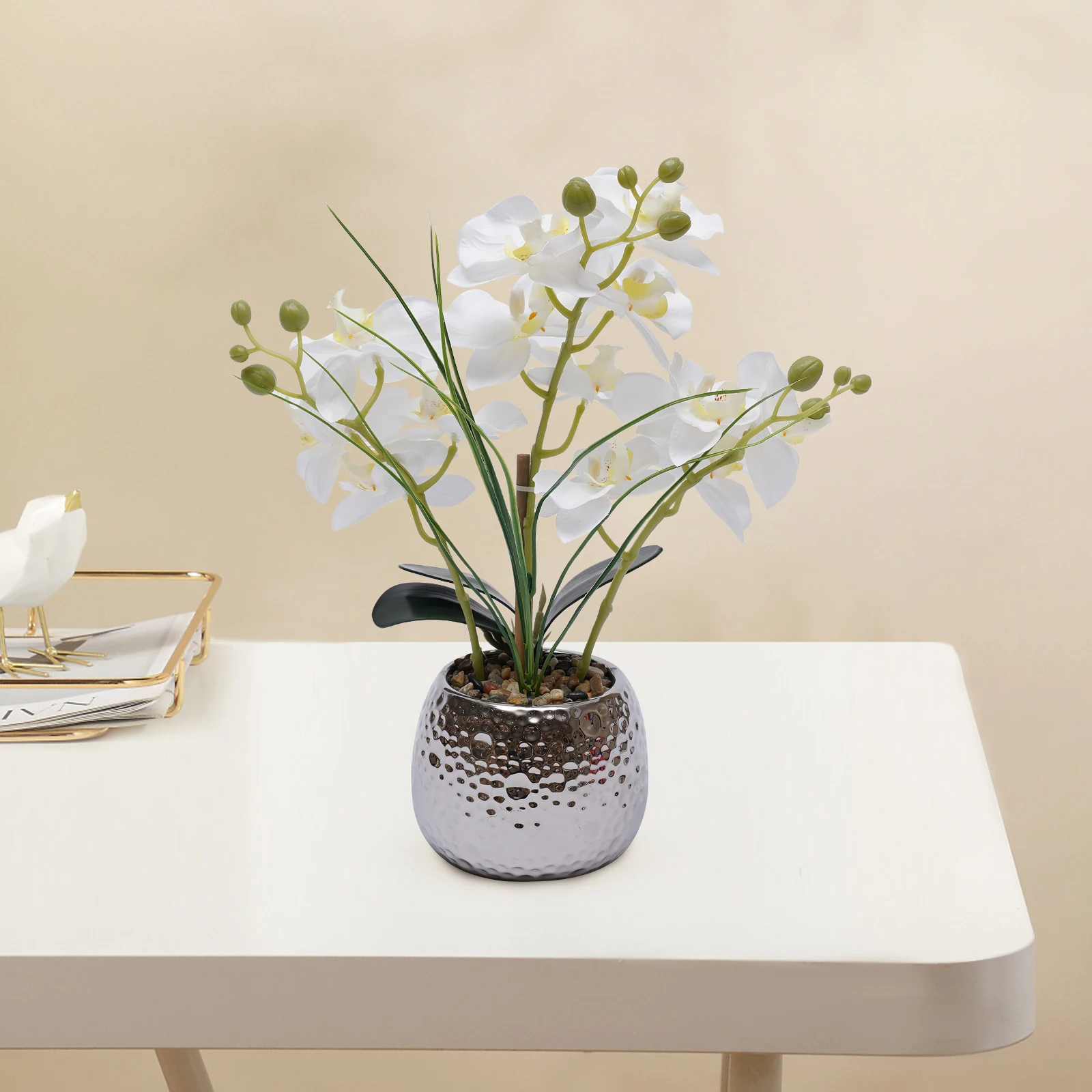 39 cm moderne künstliche Blumen-Orchideen-Schmetterlinge, künstliche Phalaenopsis-Pflanze, simulierter Phalaenopsis-Topf – Detail 12