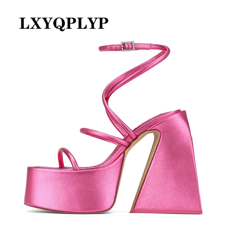 Brand Design Sexy Serpentine Women's Sandals Hoof heels 2022 New Spring Summer ROMAN SANDALS White Platform Shoes Black Yellow |