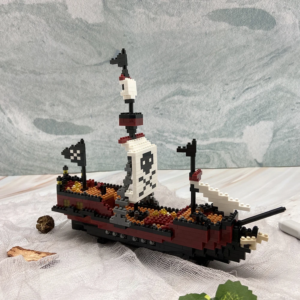 pirate ship building blocks KNEW BUILT ocean pirate ship plastic 3D model building blocks for adults boy micro mini bricks toys kits sailboat war decoration