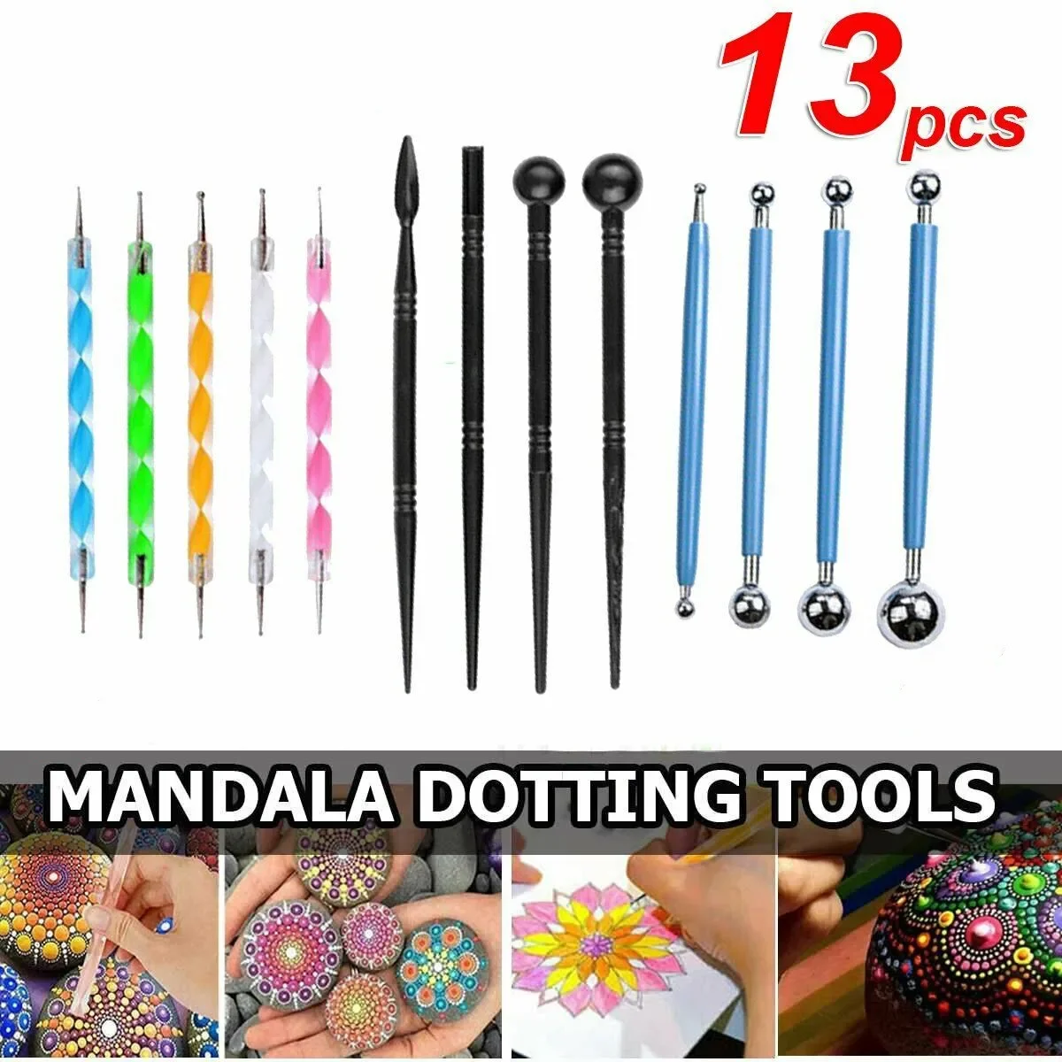 

13Pcs Dotting DIY Tools Kit Stainless Steel Ball Styluses for Mandala Rock Painting Free Pottery & Ceramics Tools