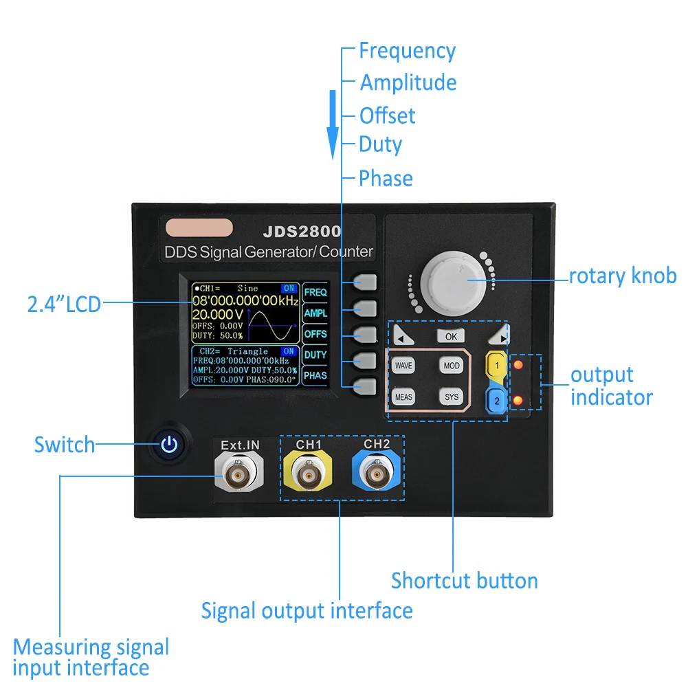 JDS2800 Signal Generator 60MHz Dual channel DDS Function Arbitrary Waveform Signal Generator Software AC100-240V