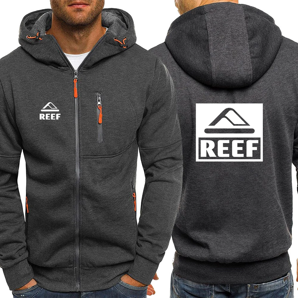 Reef 2023 high street men's spring and autumn tricolor hoodie comfortable coat zipper sweatshirt
