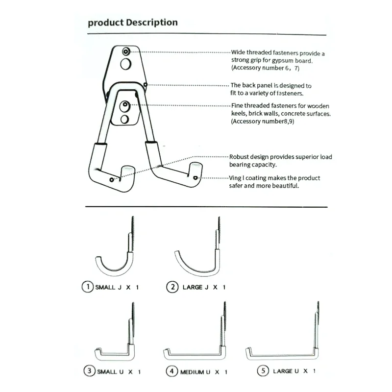 Stainless Steel Wall Mounted Storage Hook For Garden Tools_voghion.com