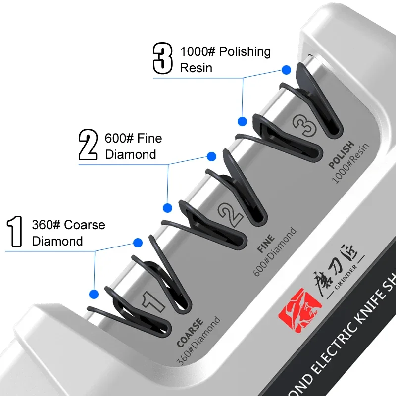 Knife Sharpener Electric Diamond New Upgrade Sharpening System Polishing Grit 360/600/1000# Professional