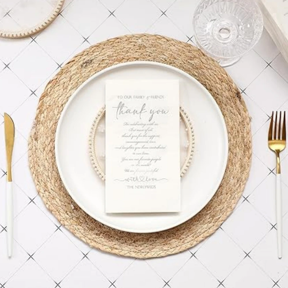 

50 шт., свадебные салфетки с надписью «Thank You»