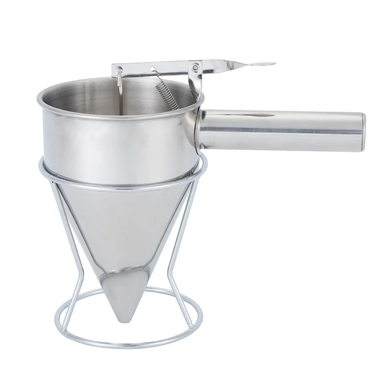 600/1200ML Stainless Steel Batter Dispenser with Holder Funnel Octopus Ball Pancake Cupcake Baking Oil Measuring Bucket Kitchen Tool
