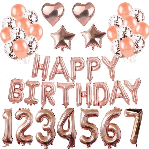 

Rose Gold Confetti Baloons Foil Champagne Star Balloon Wedding Latex Ballon globos BabyShower Birthday Party Decoration Supplies