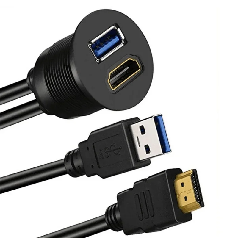 USB 3.0 & HDMI-Compatible Dash Panel Extension Cable
