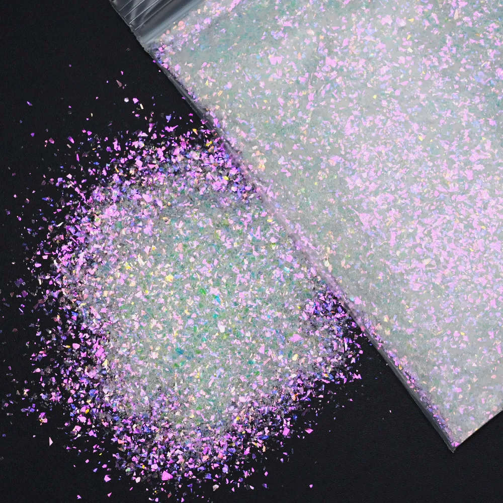 50g/bag White Iridescent Nail Glitter Sequins Transparent Irregular Aurora Paillette 3D Shell Flakes For Manicure Decoration nail glitter nail decoration nail decorations nail flakes