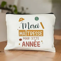 Elegant 'Merci Professeur' Bilingual Teacher Appreciation Makeup Bag (1)