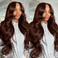 Perruques Lace Front Body Wave Chocolat Brun Cheveux Humains 13x4 13x6 HD Lace Frontal Wig Pour Femmes Pré-épilée Ligne de Cheveux Naturelle 6