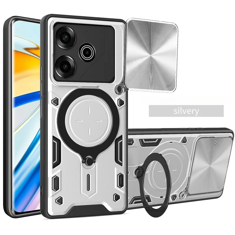 Magnetic Ring Armor Shockproof Phone Case with Lens Protector
