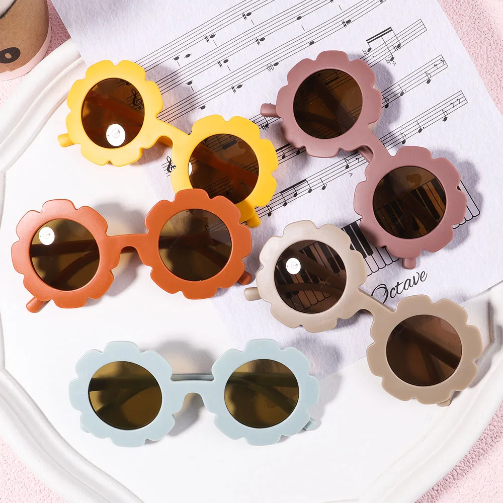 New Vintage Sun Flower Cute Kids Sunglasses for Boy Girls Toddler Lovely Baby UV Protection Sun Glasses Children Accessories 1pcs baby sunglasses fashion retro outdoor flowers kids children cartoon sun glasses frame girls boys protection uv400 eyewear