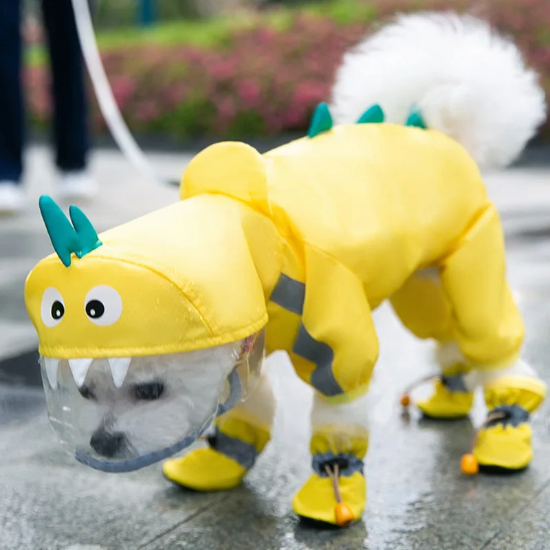 thumbnail image 1 of Chubasquero con capucha para perros y gatos, chaqueta impermeable de tafetán de poliéster para perros pequeños, ropa para perros al aire libre al por mayor, 1 of 4