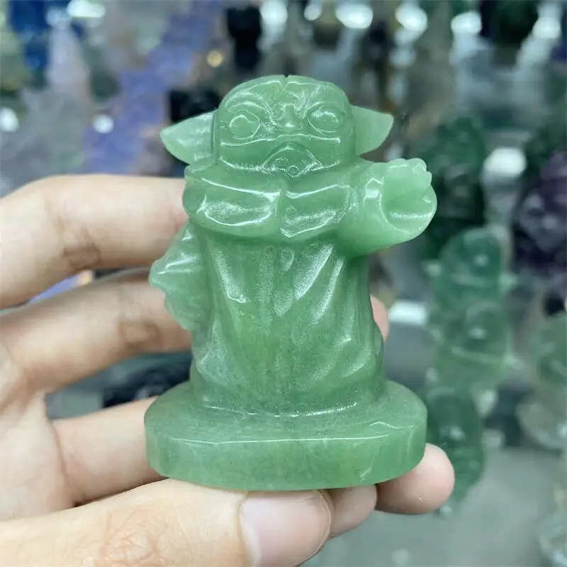 

Natural Green Aventurine Cartoon Carvings Hand Carved Polished Quartz Healing Gemstones For Home Decoration