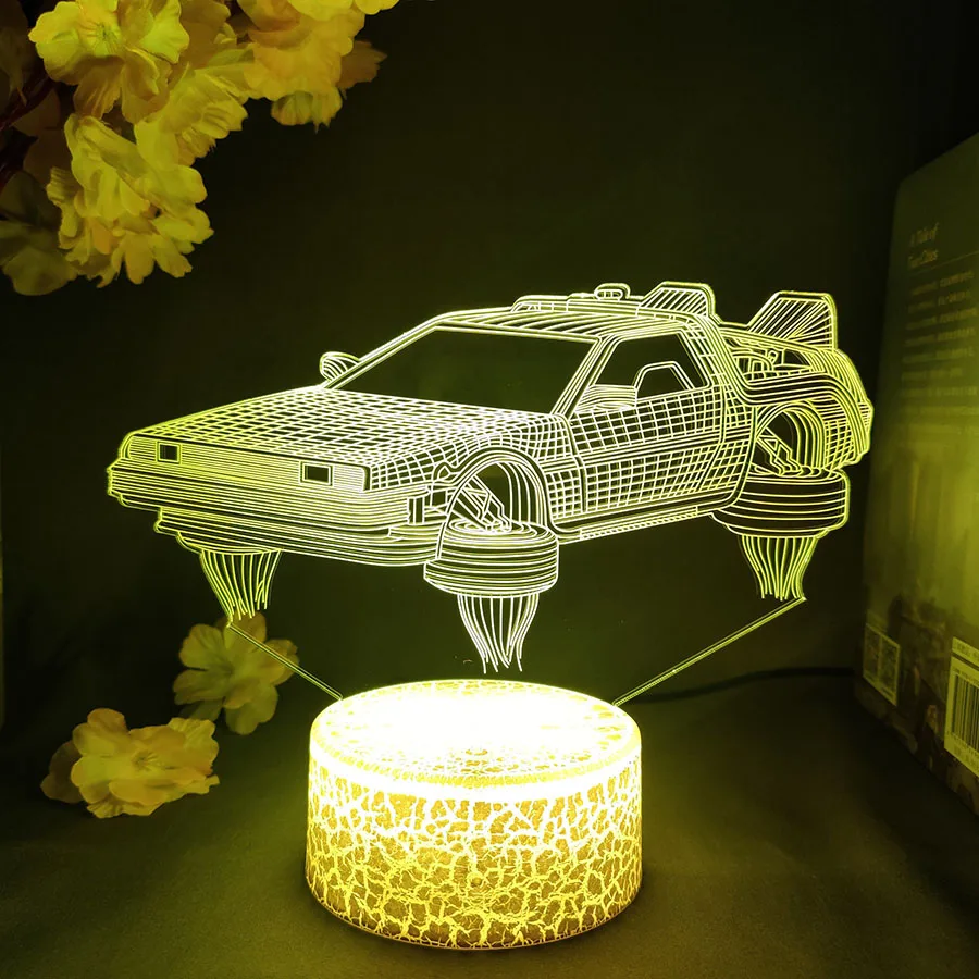 Back to the Future DeLorean 3D Illusion Lamp Classical Sci-Fi Car Model Nightlight for Fans Xmas Gift Cool stuff to Room Decor