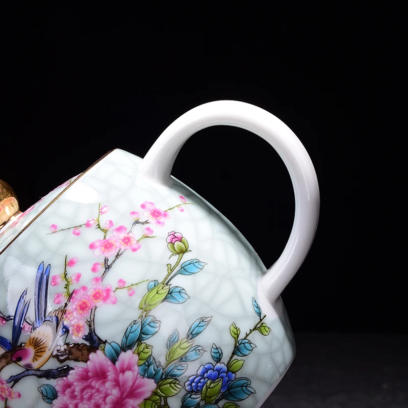Japanese Style Ceramic Magpie Teapot Kung Fu Tea Set Hand Holding Teapot Line Blue and White Porcelain Household