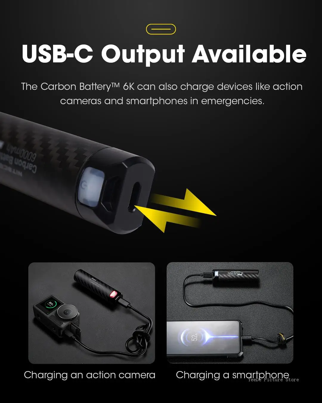 Nitecore Carbon Battery 6K USB-C Rechargeable 6000mAh Lithium battery for Extenede headlamp Runtime Photography rechargeable battery camera battery