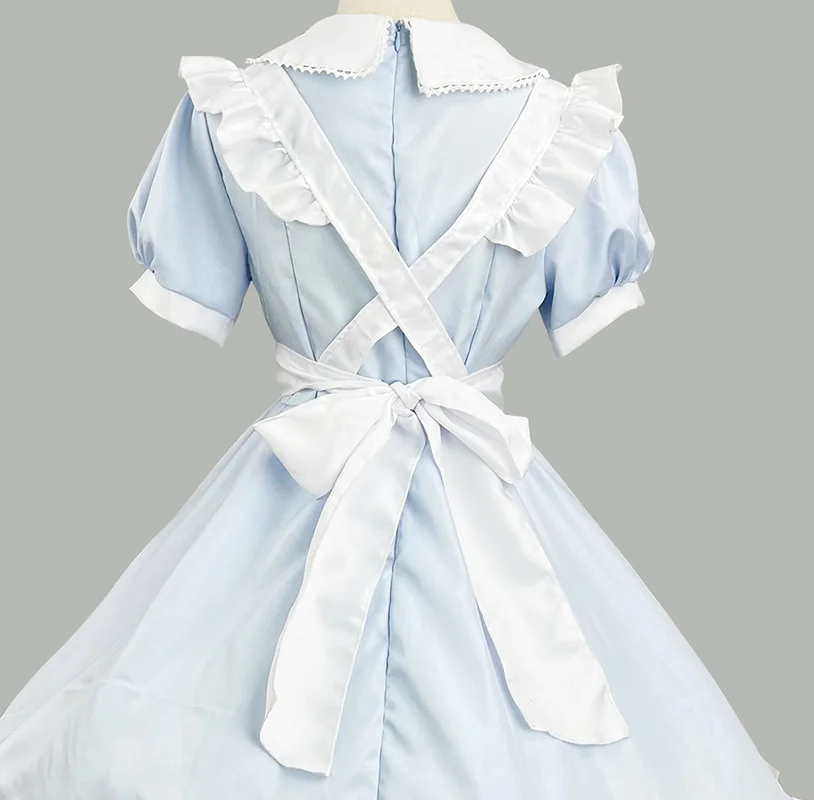 Sky Blue Hollow Love Heart Maid Suit Kawaii Lolita Dress Restaurant Waitress Uniform Halloween Anime Cosplay Classical CuteStyle