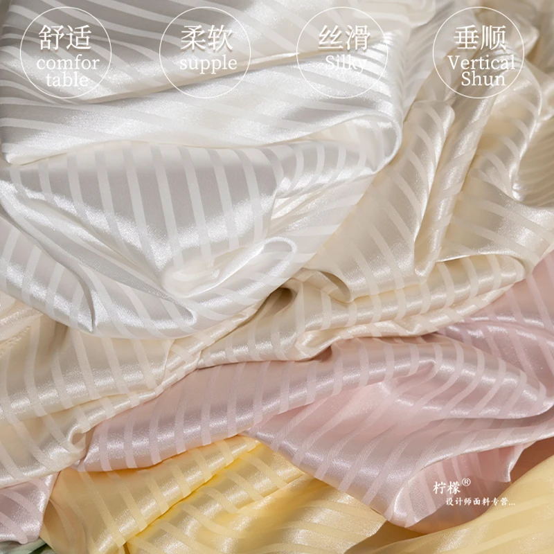 150x100cm Jacquard-Streifen Satin-Material Seidenimitat Glattes Hemd Kissenbezug Bettlaken Stoff DIY Qualifizierter Charmeuse-Stoff – Detail 8