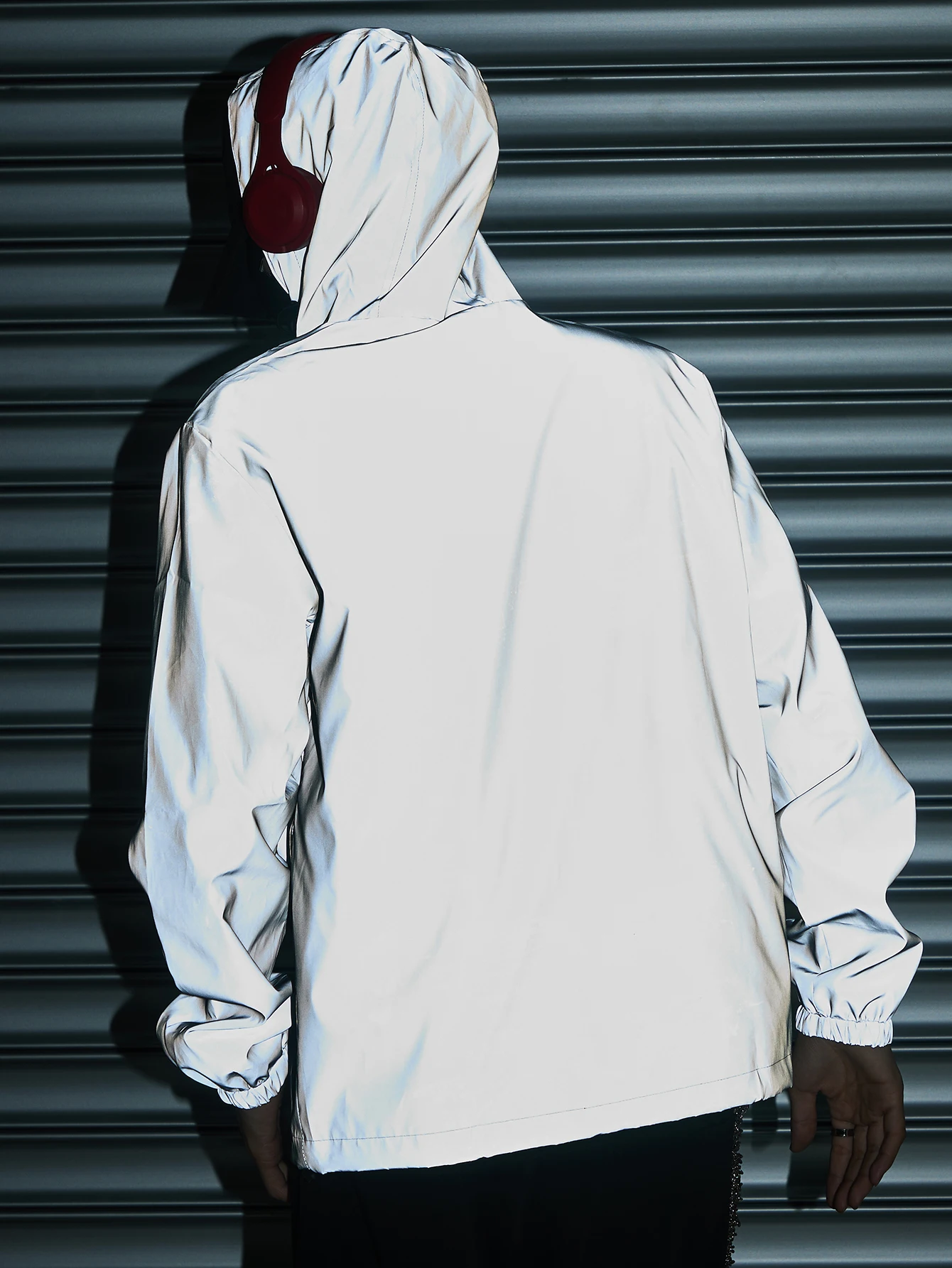 Night Reflective Clothes Men's Hooded Jacket Outdoor Run Casual Windproof Coat Couples Hip-hop Streetwear S-5XL