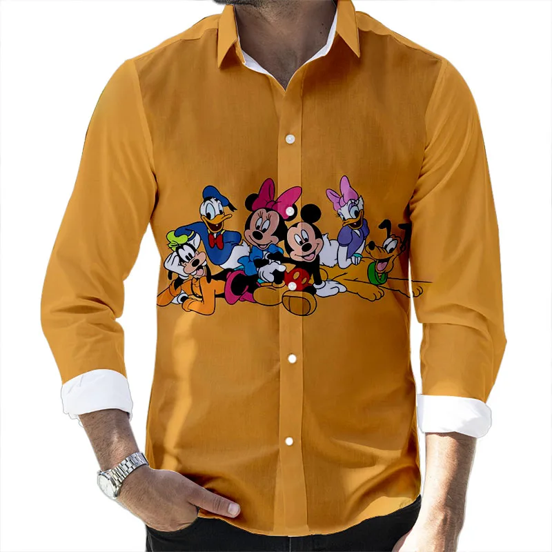 Men's Shirts Fall Adult Long Sleeve Shirts Disney Mickey Mouse Mickey