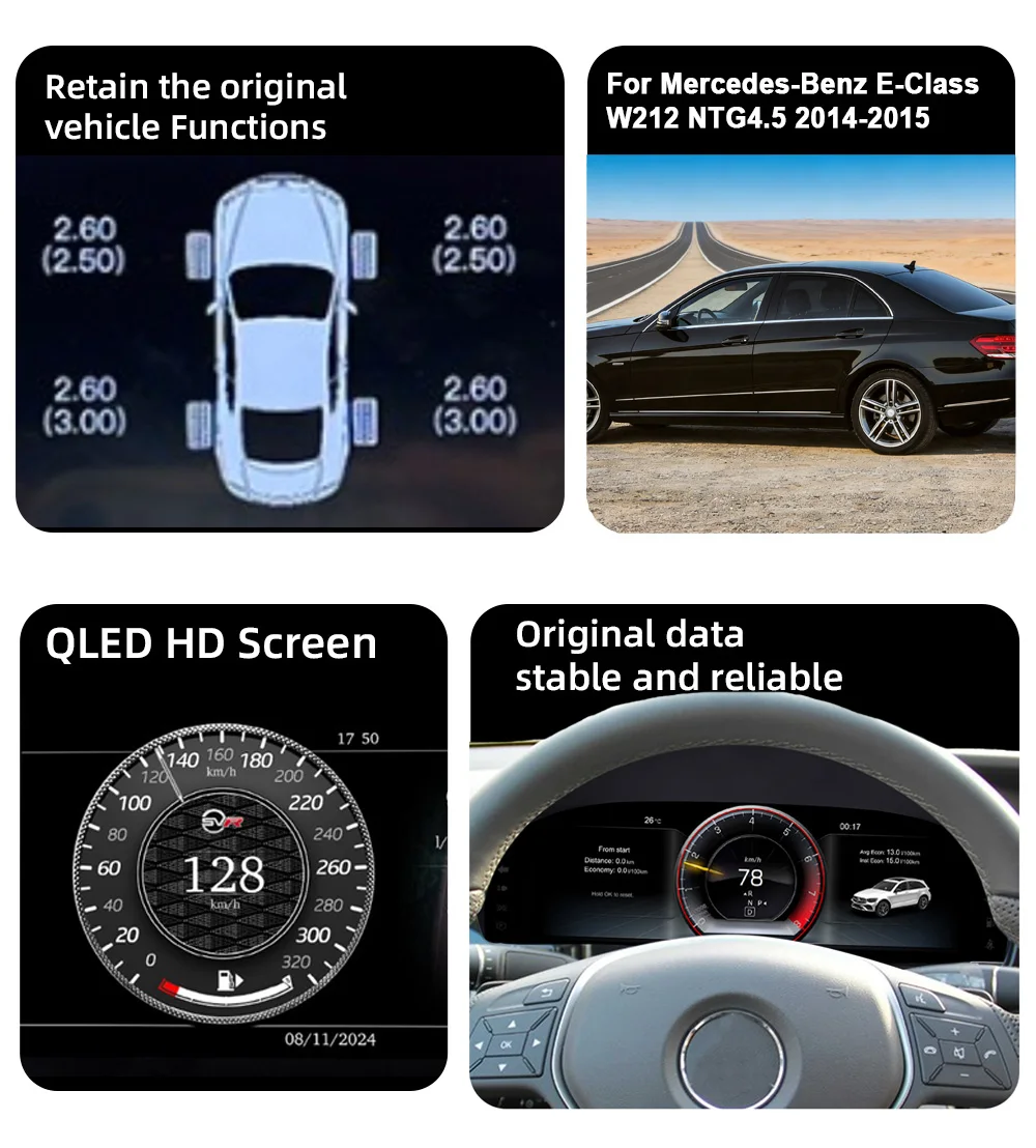 Digital Instrument Cluster For Mercedes-Benz E-Class W212 NTG 4.5 2014-2015 Spee