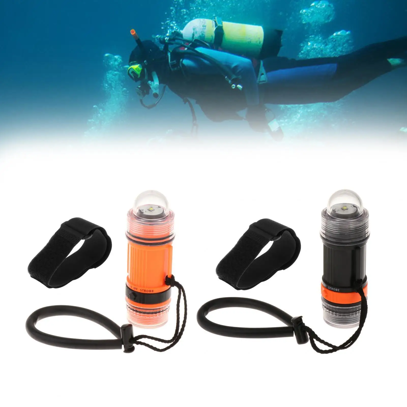 Diving Flashlight Bright Handheld Snorkeling 2 in 1 Portable Scuba Diving Strobe for Hiking Under Water Outdoor Deep Sea Caving